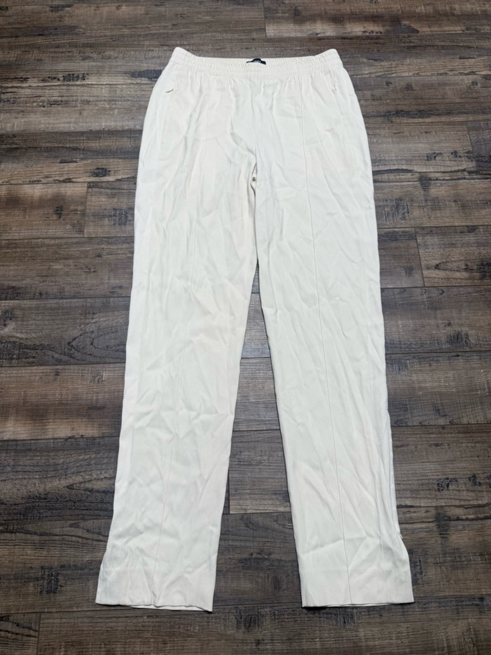 Theory Lightweight Cream Lounge Pants Zip Leg Cuff Women's Size 6